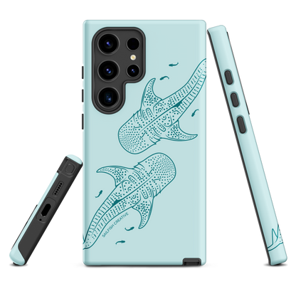 Samsung Phone Case -  Whale Sharks Outline Teal
