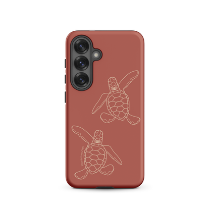 Samsung Phone Case -  Turtle Hatchlings Outline Rusty Coral