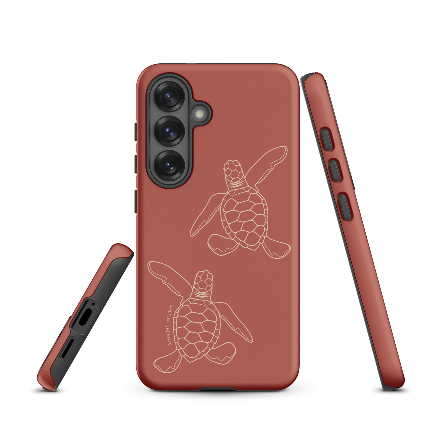 Samsung Phone Case -  Turtle Hatchlings Outline Rusty Coral