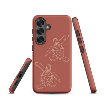 Samsung Phone Case -  Turtle Hatchlings Outline Rusty Coral