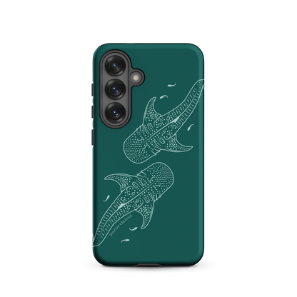 Samsung Phone Case -  Whale Sharks Outline Emerald