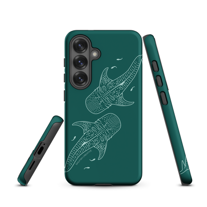 Samsung Phone Case -  Whale Sharks Outline Emerald
