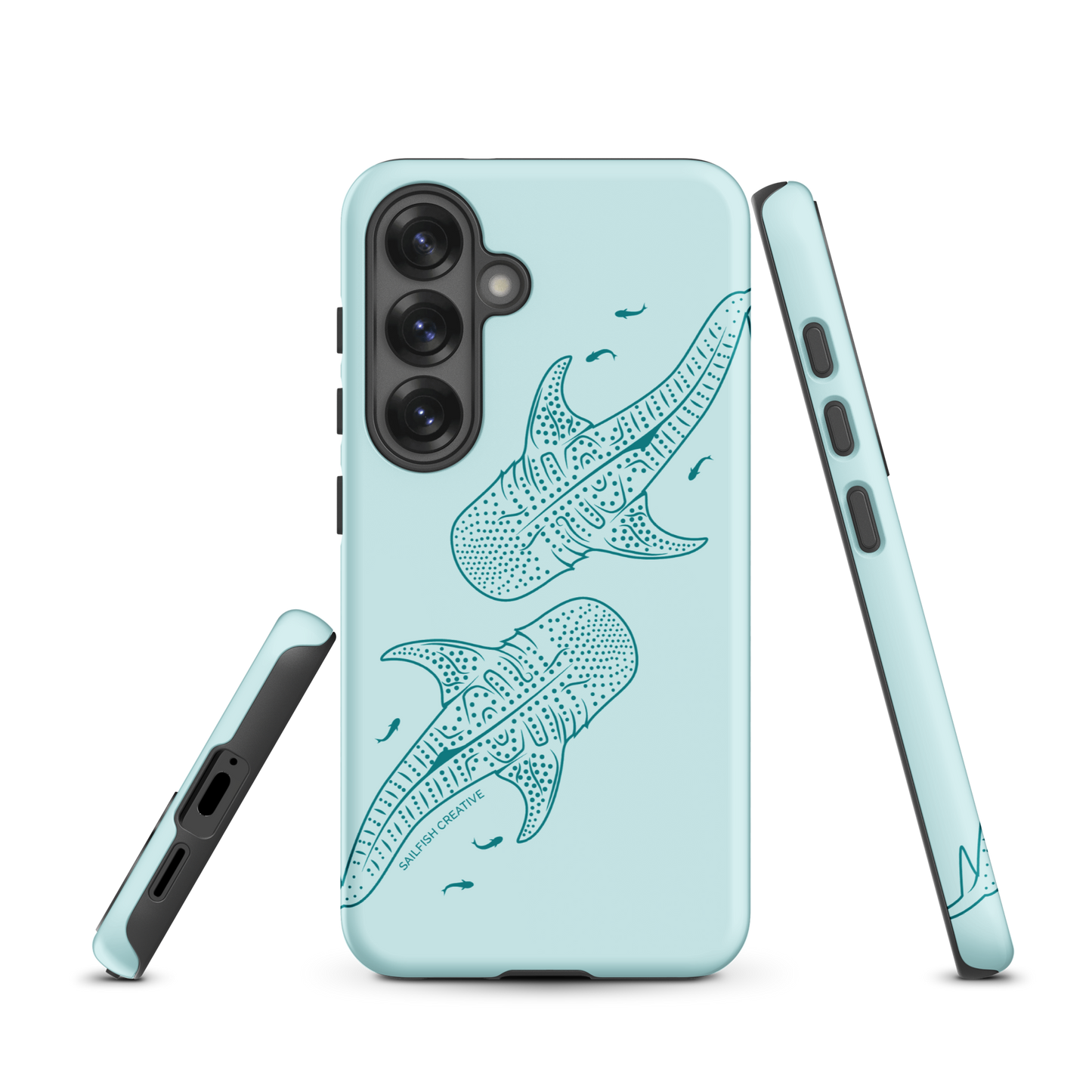 Samsung Phone Case -  Whale Sharks Outline Teal
