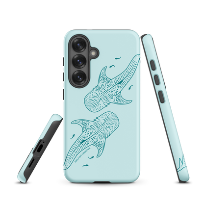 Samsung Phone Case -  Whale Sharks Outline Teal