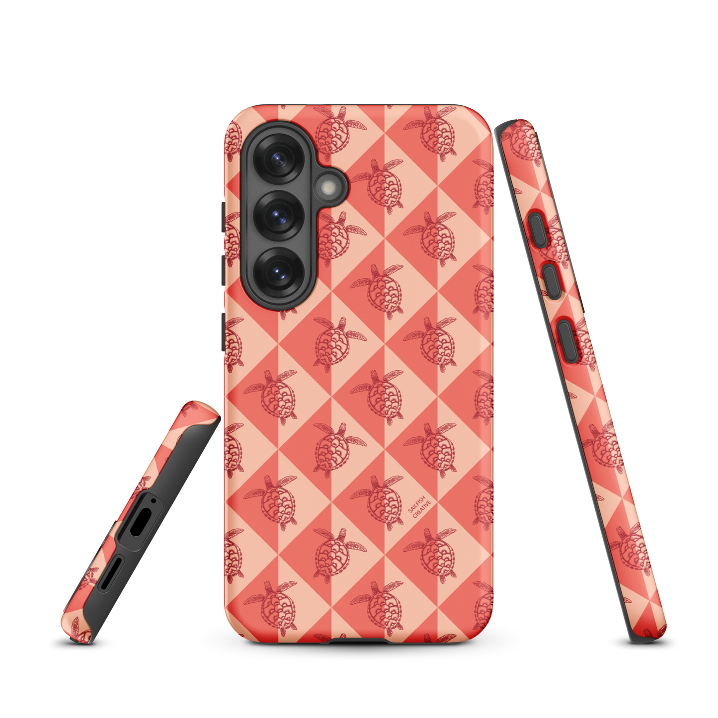 Samsung Phone Case -  Turtle Diamonds Coral