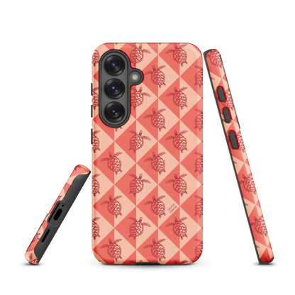 Samsung Phone Case -  Turtle Diamonds Coral