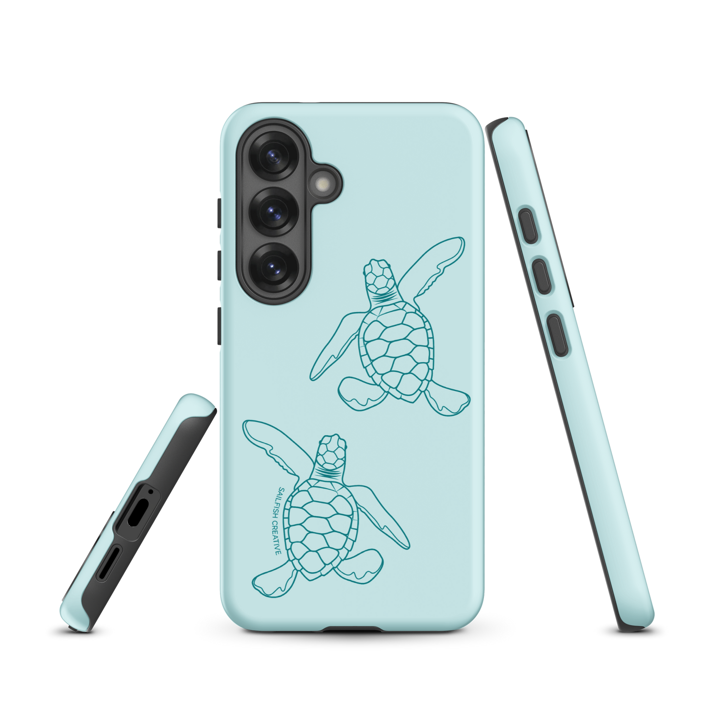 Samsung Phone Case -  Turtle Hatchlings Outline Teal