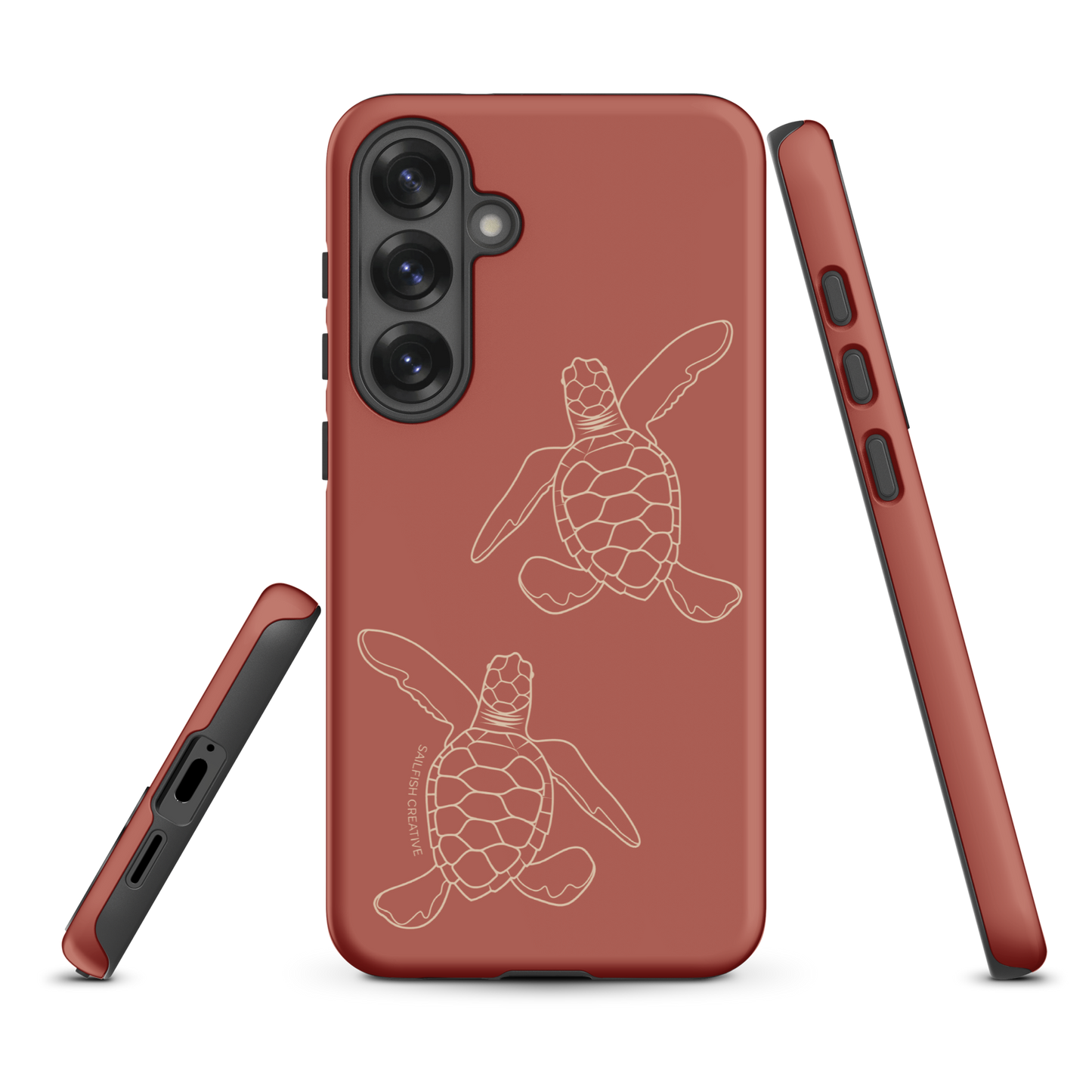 Samsung Phone Case -  Turtle Hatchlings Outline Rusty Coral