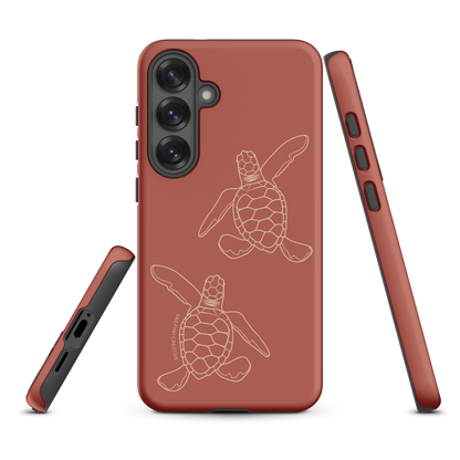 Samsung Phone Case -  Turtle Hatchlings Outline Rusty Coral