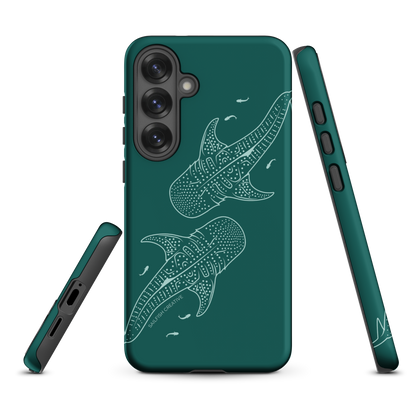 Samsung Phone Case -  Whale Sharks Outline Emerald