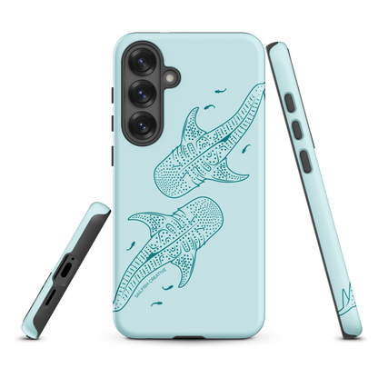 Samsung Phone Case -  Whale Sharks Outline Teal