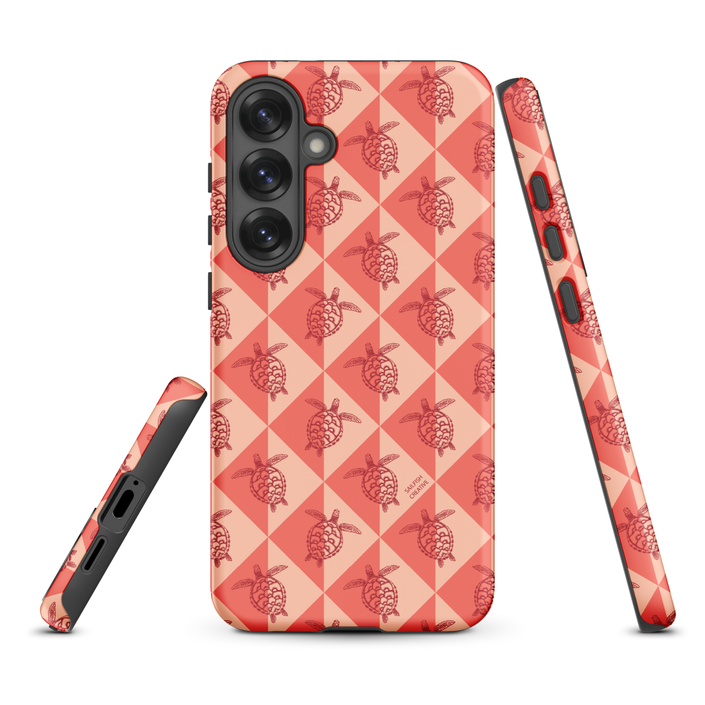 Samsung Phone Case -  Turtle Diamonds Coral