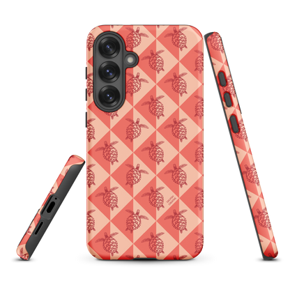 Samsung Phone Case -  Turtle Diamonds Coral