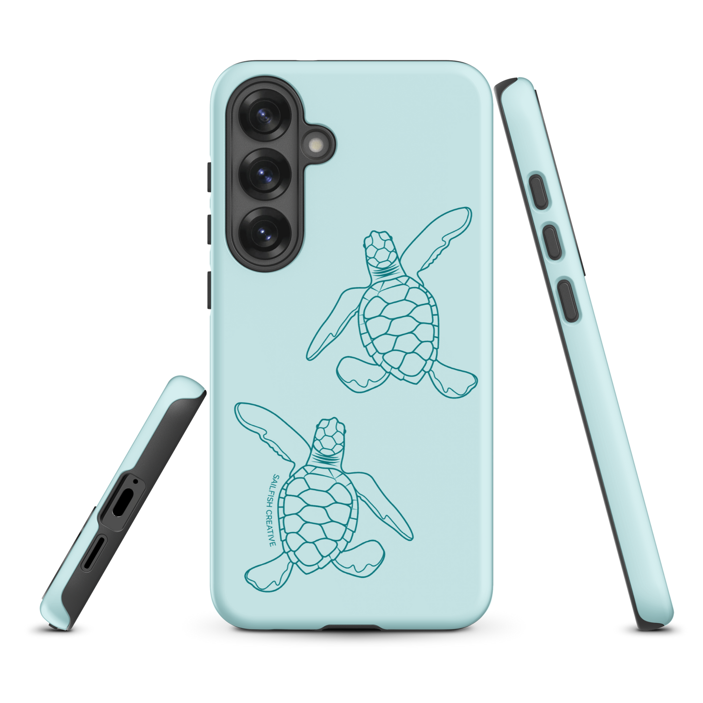 Samsung Phone Case -  Turtle Hatchlings Outline Teal