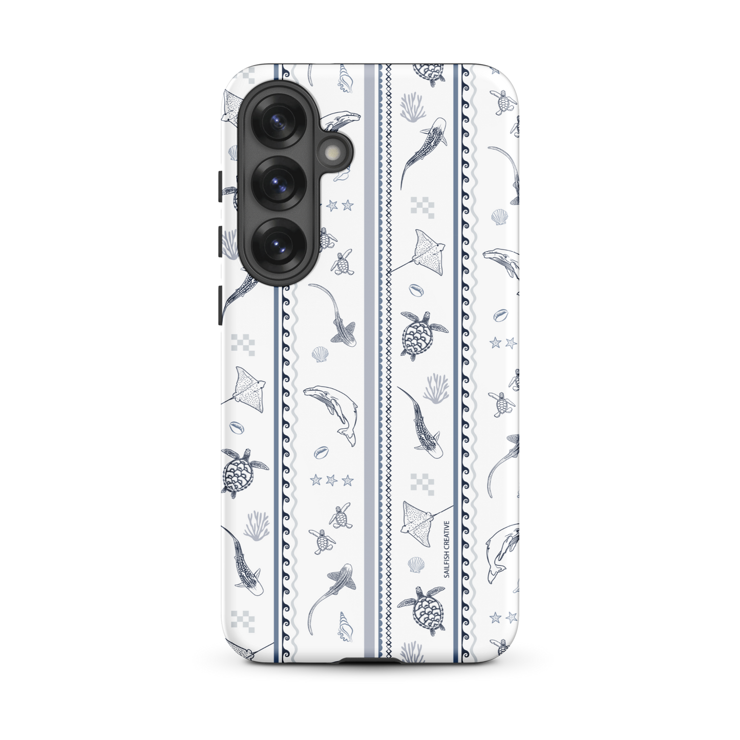 Samsung Phone Case - Candy Stripes Overcast Blue on White