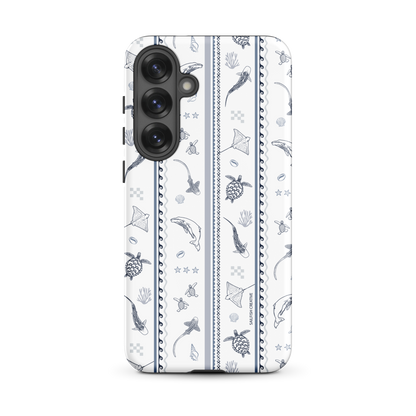 Samsung Phone Case - Candy Stripes Overcast Blue on White