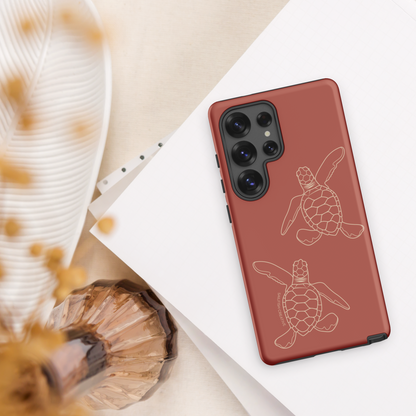 Samsung Phone Case -  Turtle Hatchlings Outline Rusty Coral
