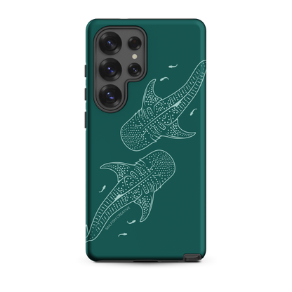 Samsung Phone Case -  Whale Sharks Outline Emerald