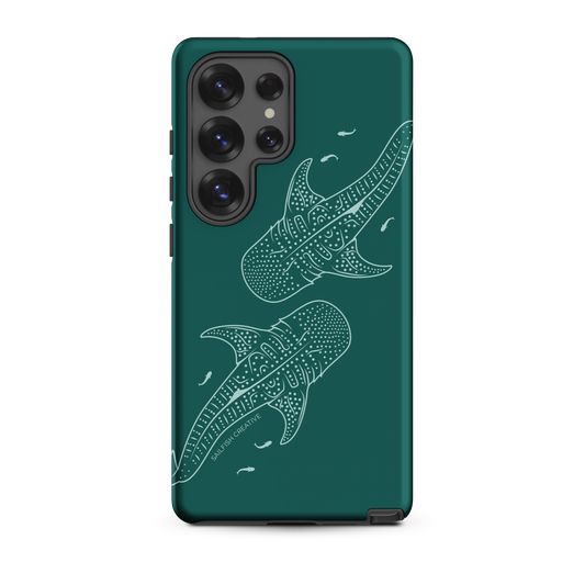 Samsung Phone Case -  Whale Sharks Outline Emerald