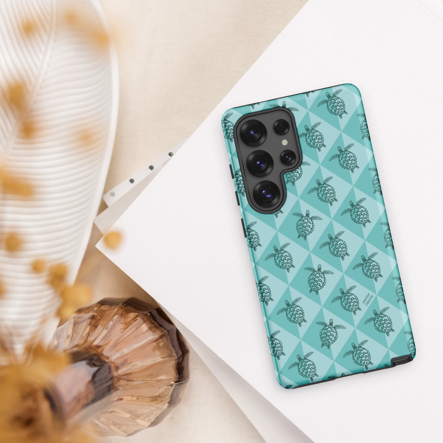 Samsung Phone Case - Turtle Diamonds Teal