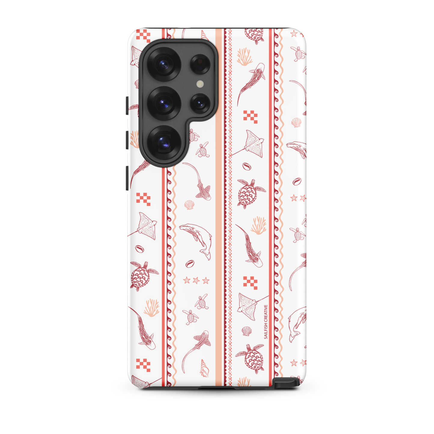 Samsung Phone Case - Candy Stripes Coral