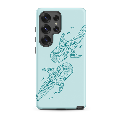 Samsung Phone Case -  Whale Sharks Outline Teal