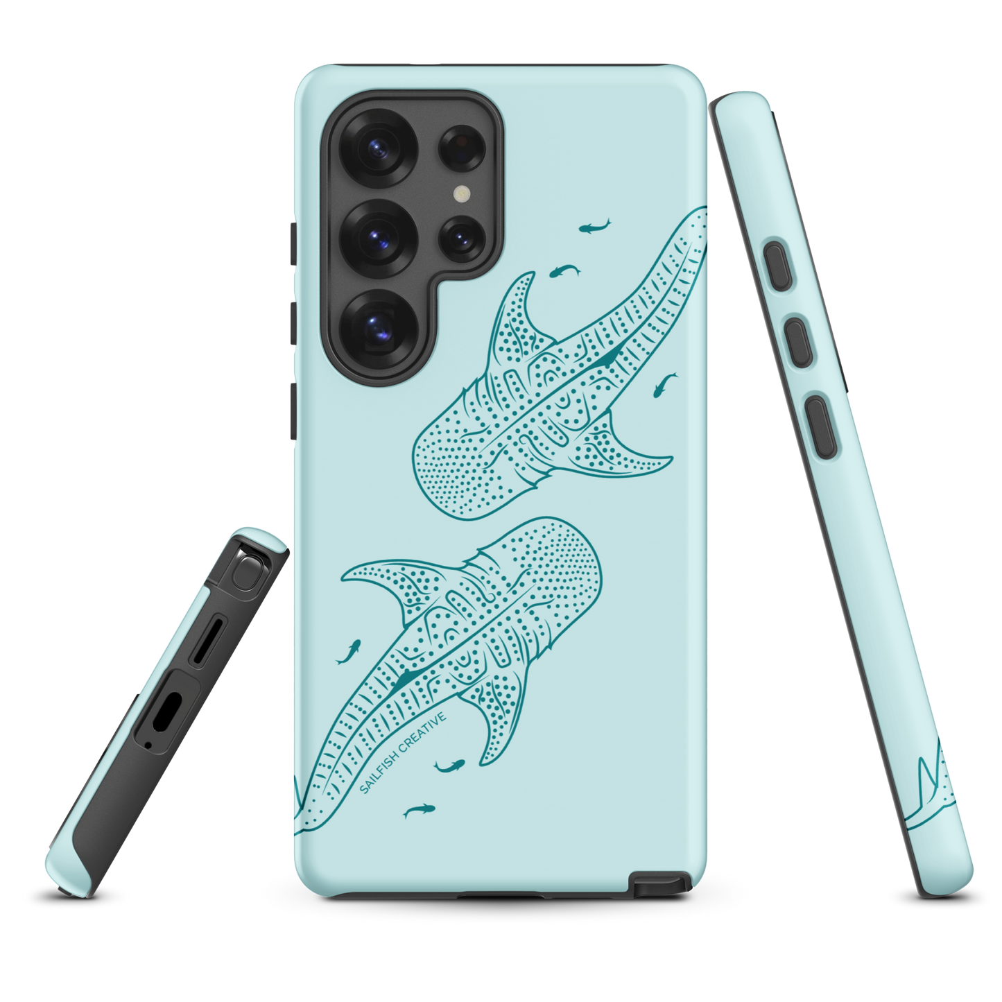 Samsung Phone Case -  Whale Sharks Outline Teal