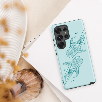 Samsung Phone Case -  Whale Sharks Outline Teal