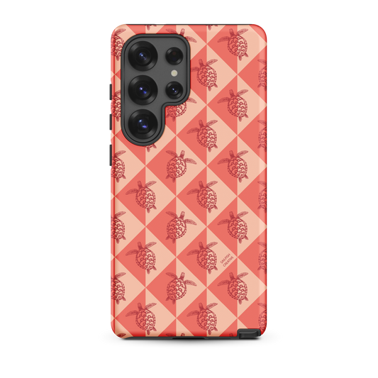 Samsung Phone Case -  Turtle Diamonds Coral