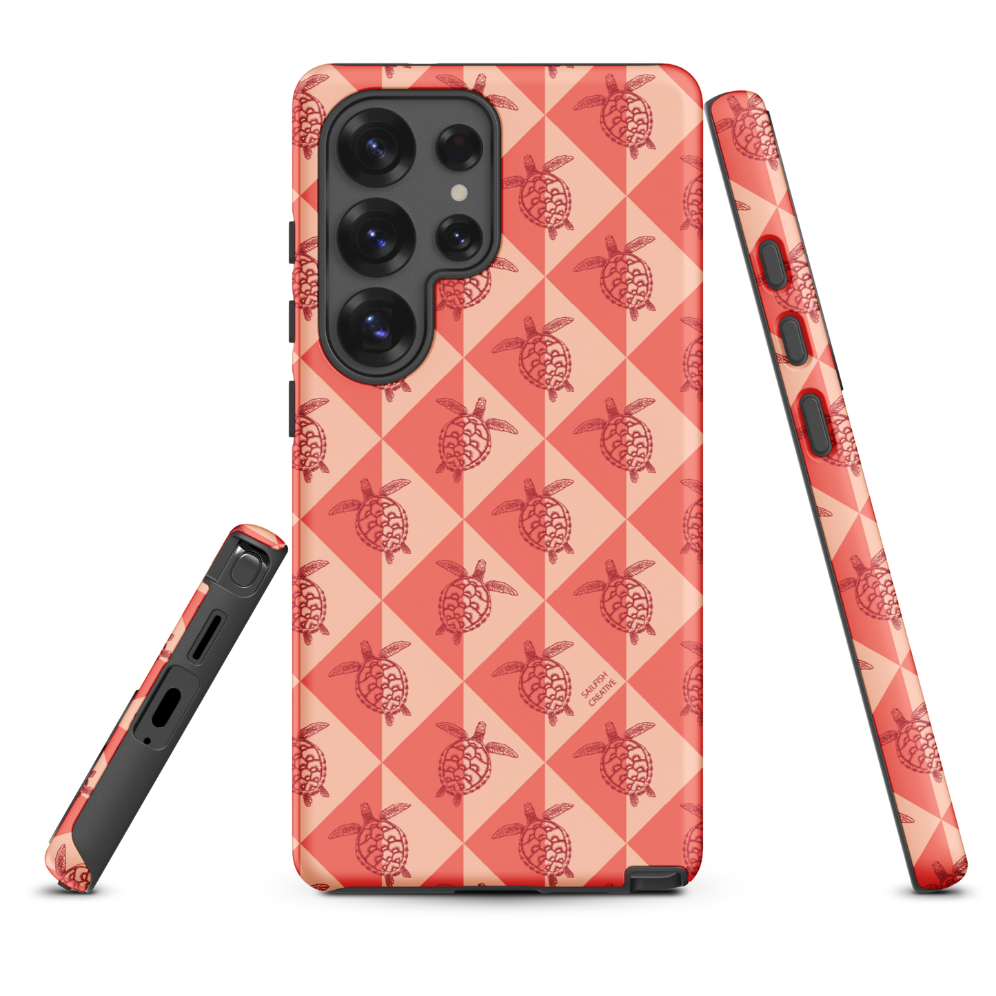 Samsung Phone Case -  Turtle Diamonds Coral