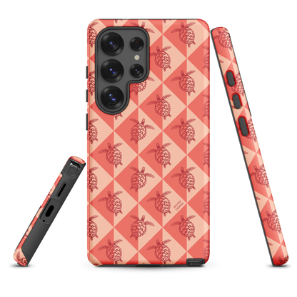 Samsung Phone Case -  Turtle Diamonds Coral