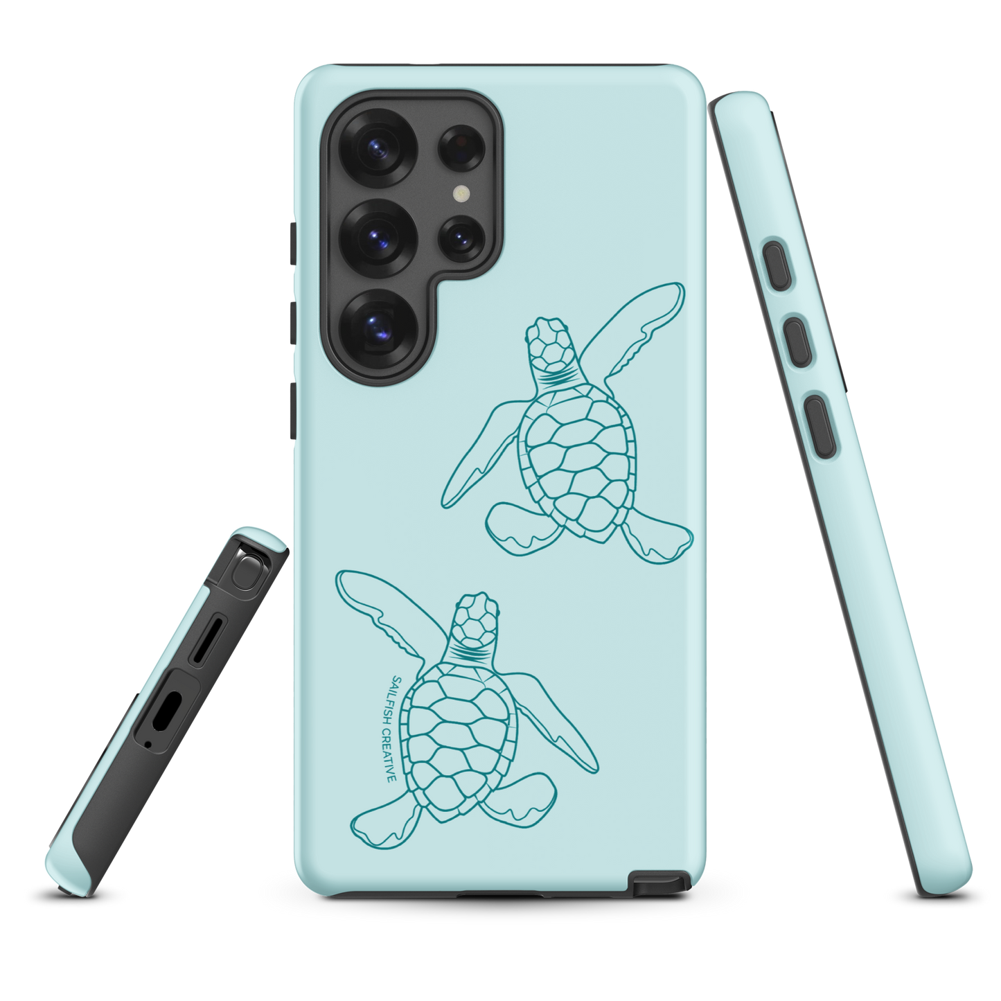 Samsung Phone Case -  Turtle Hatchlings Outline Teal