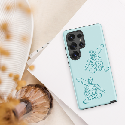 Samsung Phone Case -  Turtle Hatchlings Outline Teal
