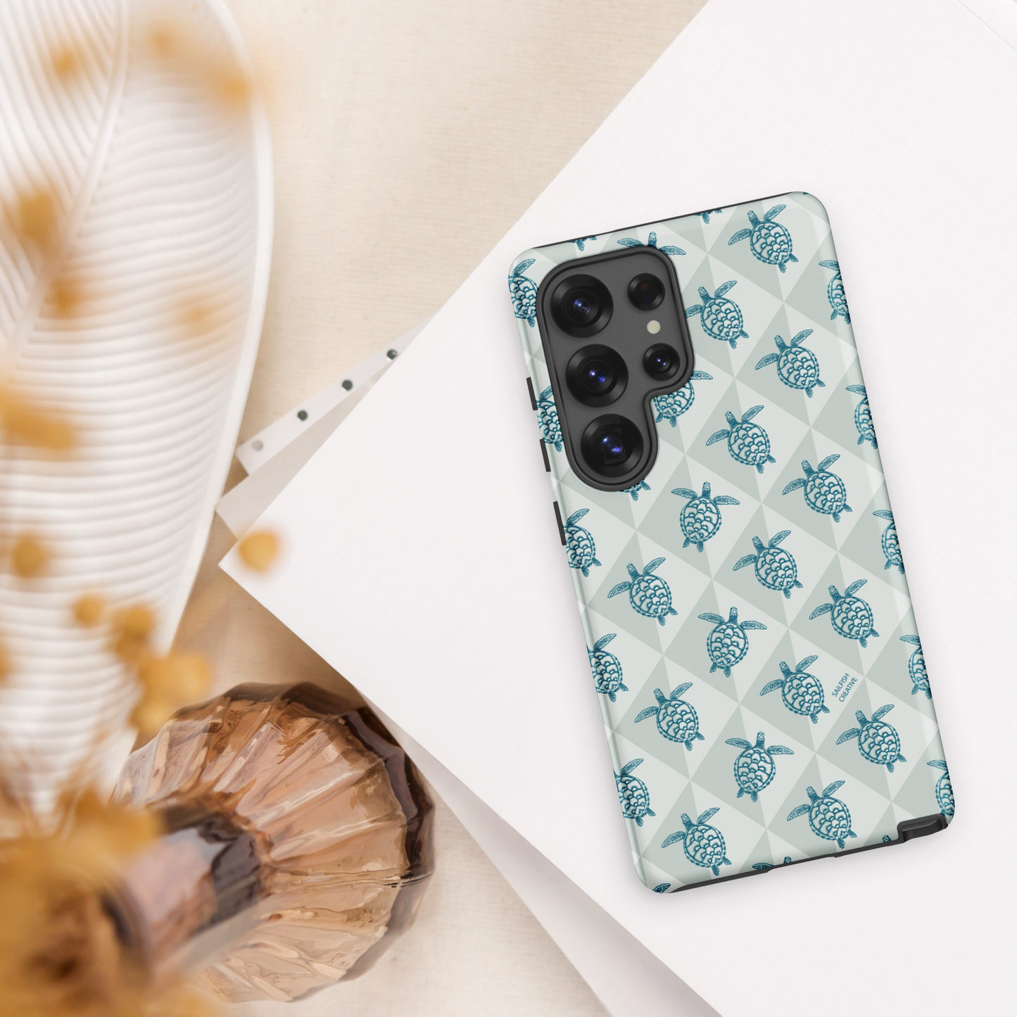 Samsung Phone Case -  Turtle Diamonds Coastal Storm