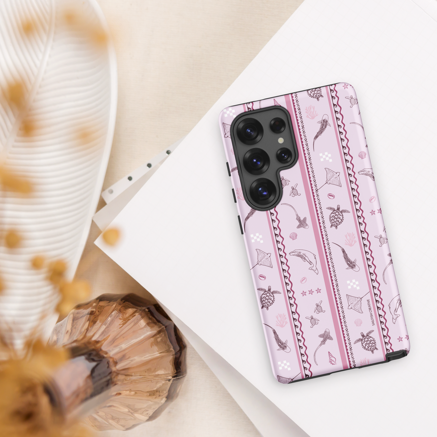 Samsung Phone Case - Orchid Candy Stripes