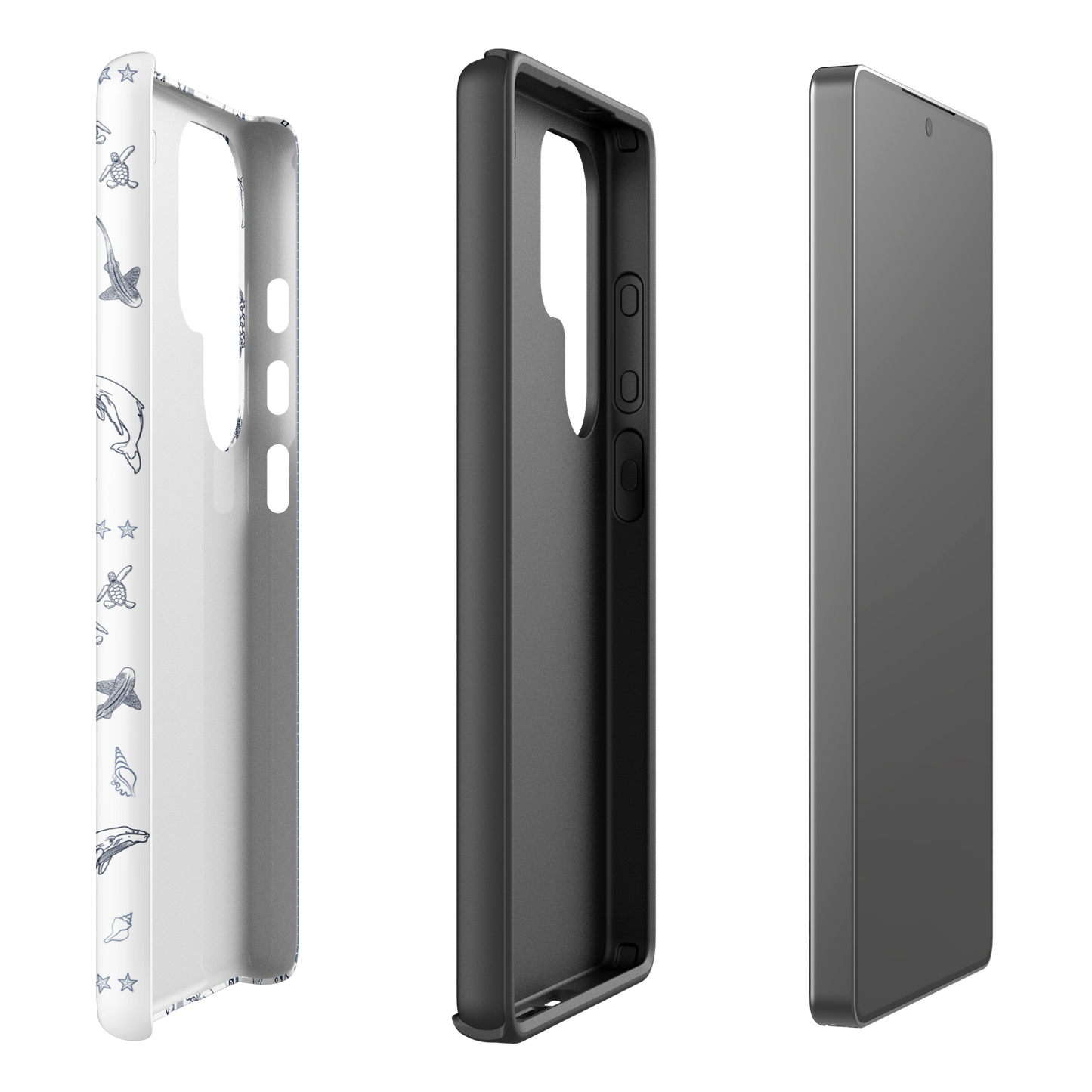 Samsung Phone Case - Candy Stripes Overcast Blue on White