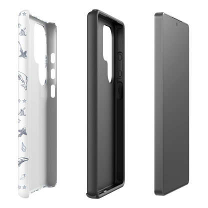 Samsung Phone Case - Candy Stripes Overcast Blue on White