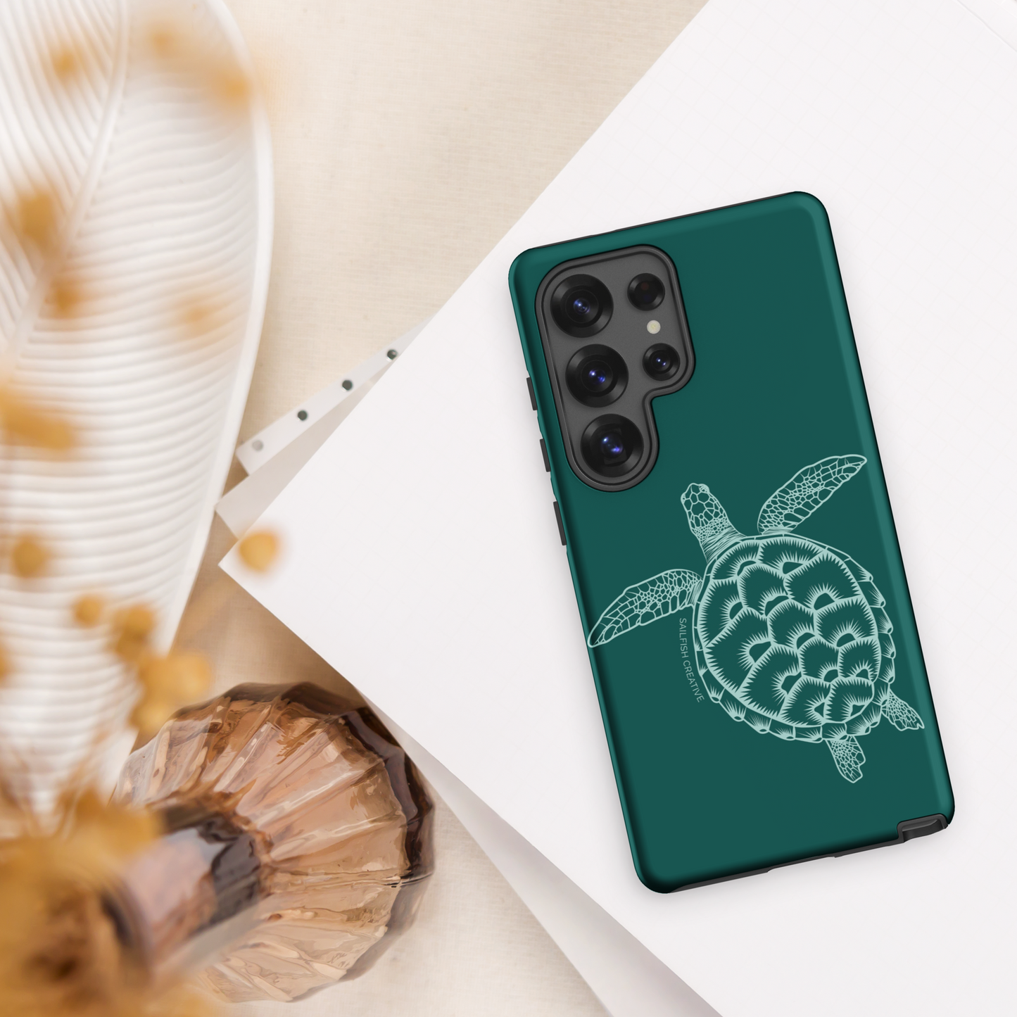 Samsung Phone Case -  Turtle Outline Emerald