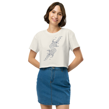 Whale Shark Line Art - Women's Crop T-Shirt - Sailfish Creative