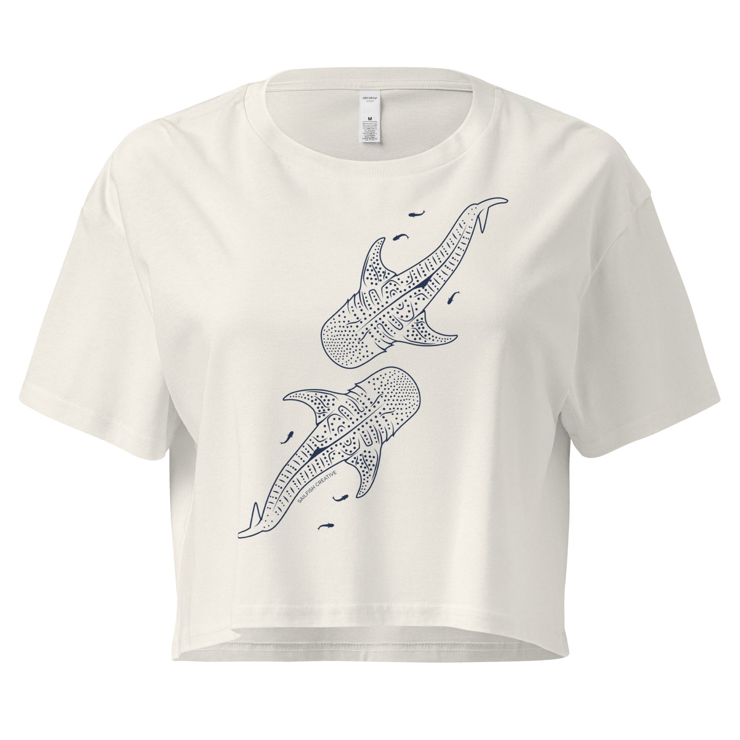 Whale Shark Line Art - Women's Crop T-Shirt - Sailfish Creative