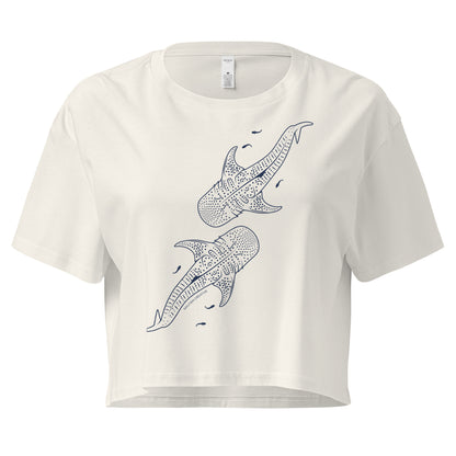 Whale Shark Line Art - Women's Crop T-Shirt - Sailfish Creative