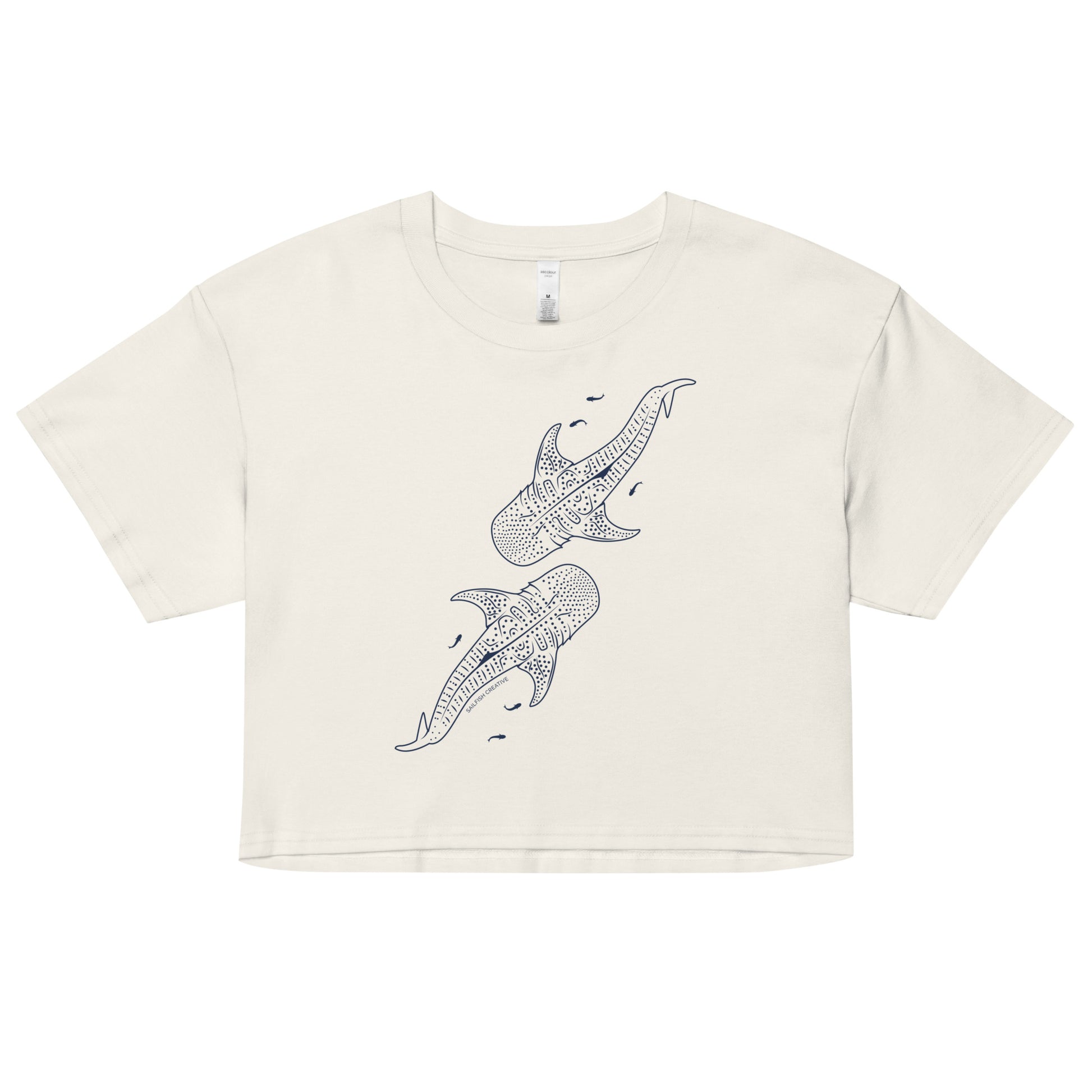 Whale Shark Line Art - Women's Crop T-Shirt - Sailfish Creative