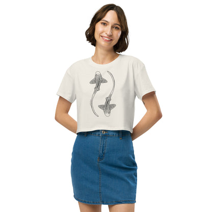 Leopard Shark Line Art - Women's Crop T-Shirt - Sailfish Creative