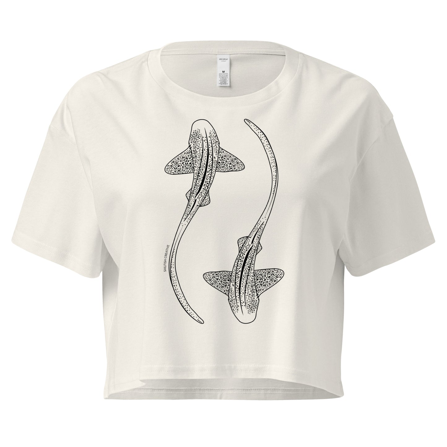 Leopard Shark Line Art - Women's Crop T-Shirt - Sailfish Creative