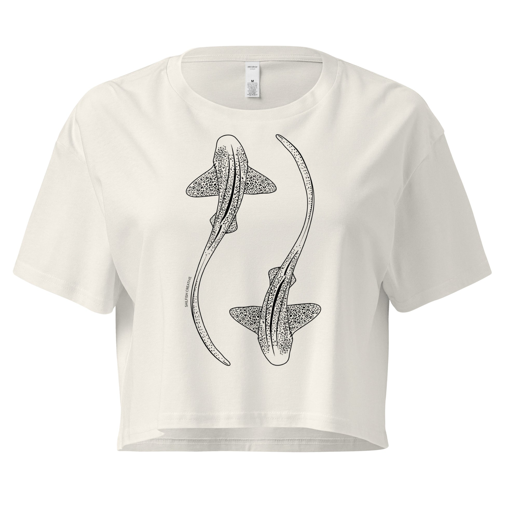 Leopard Shark Line Art - Women's Crop T-Shirt - Sailfish Creative