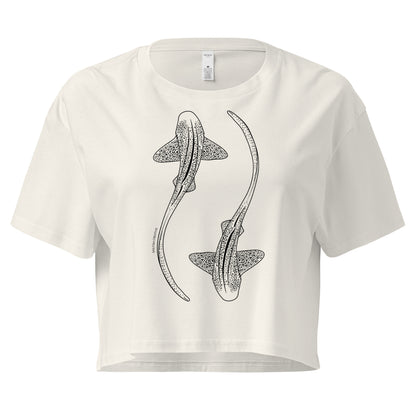 Leopard Shark Line Art - Women's Crop T-Shirt - Sailfish Creative