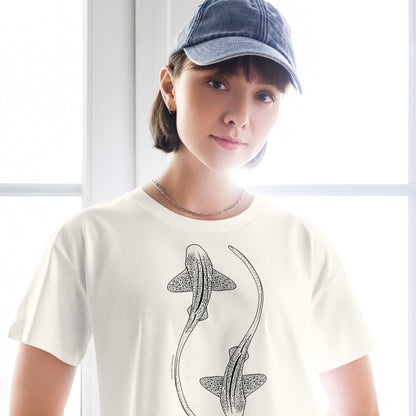 Leopard Shark Line Art - Women's Crop T-Shirt - Sailfish Creative