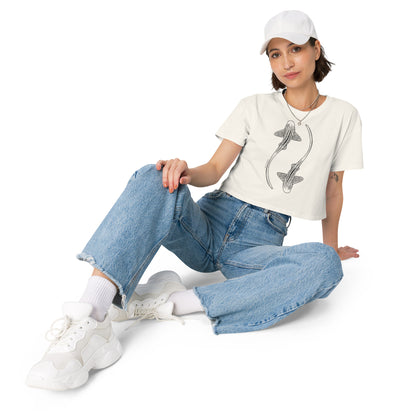 Leopard Shark Line Art - Women's Crop T-Shirt - Sailfish Creative