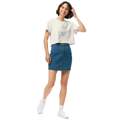 Whale Shark Line Art - Women's Crop T-Shirt - Sailfish Creative