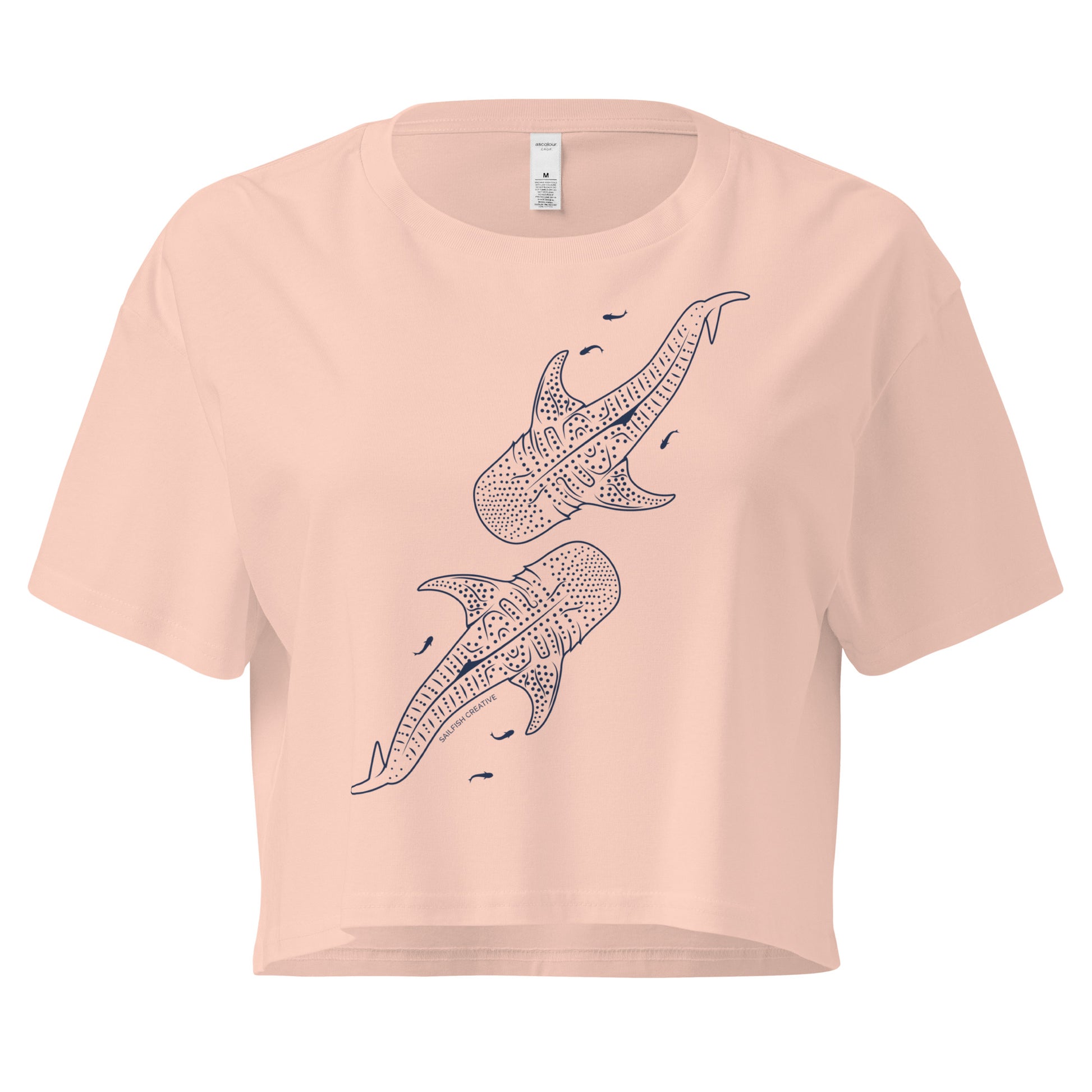 Whale Shark Line Art - Women's Crop T-Shirt - Sailfish Creative